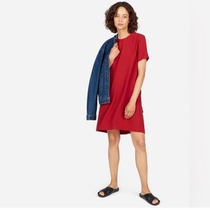 Everlane Japanese Goweave Short Sleeve A-Line Dress Red, Size 2